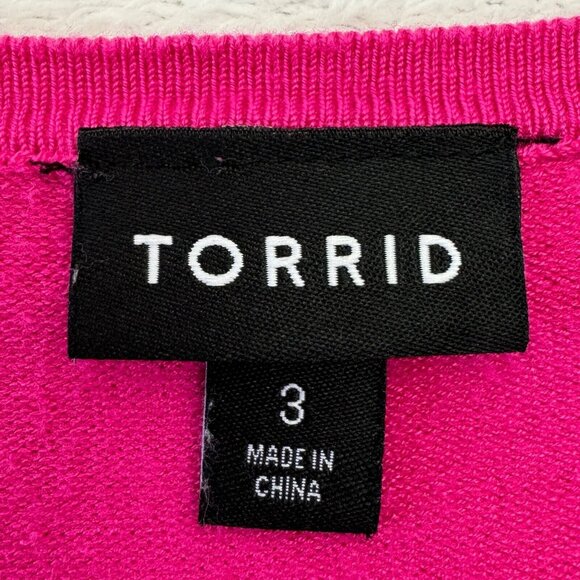 Torrid Pullover Fitted Crewneck Open Chest Sweater Women +3 Hot Pink - Picture 3 of 7